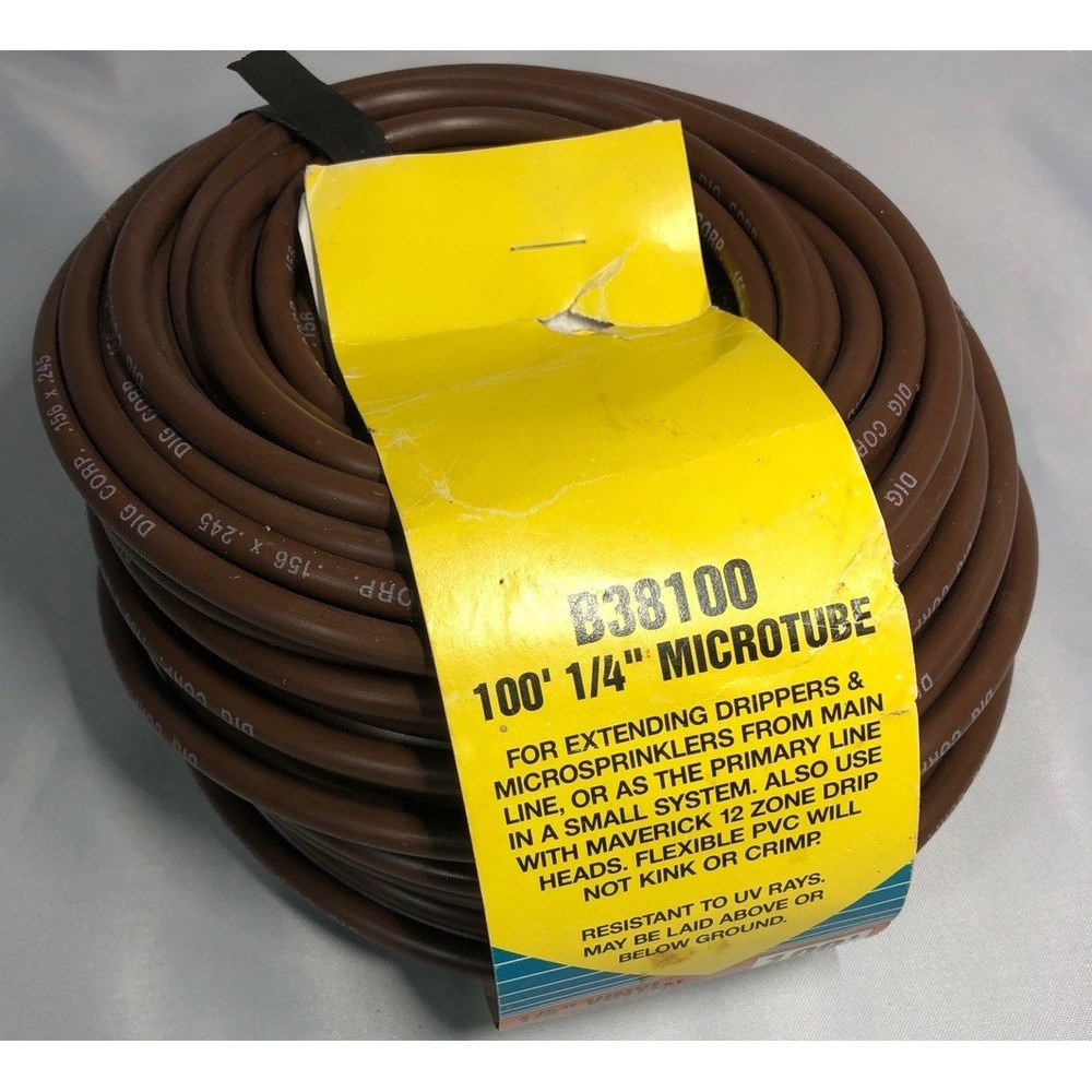 1/4" 100ft Drip Irrigation System Vinyl MicroTubing B38100 Brown-Preowned Unused